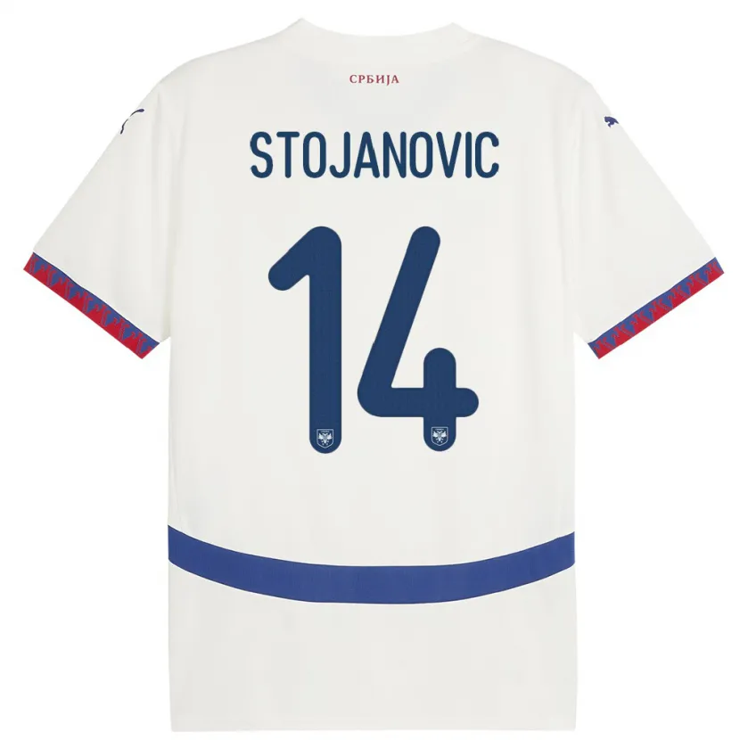 Danxen Børn Serbien Matija Stojanovic #14 Hvid Udebane Spillertrøjer 24-26 Trøje T-Shirt