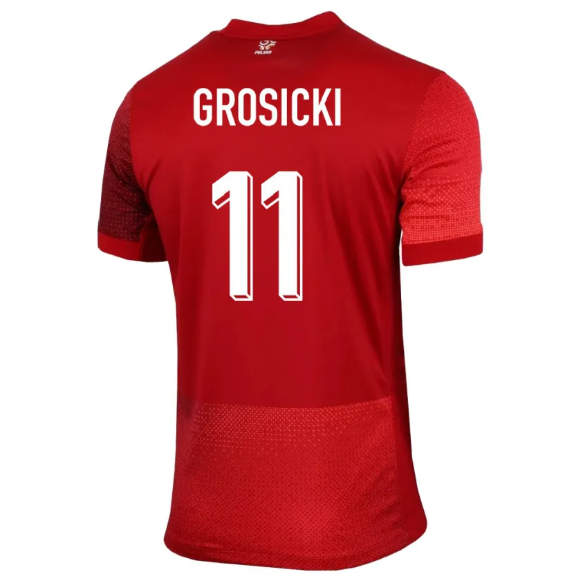 Danxen Børn Polen Kamil Grosicki #11 Rød Udebane Spillertrøjer 24-26 Trøje T-Shirt