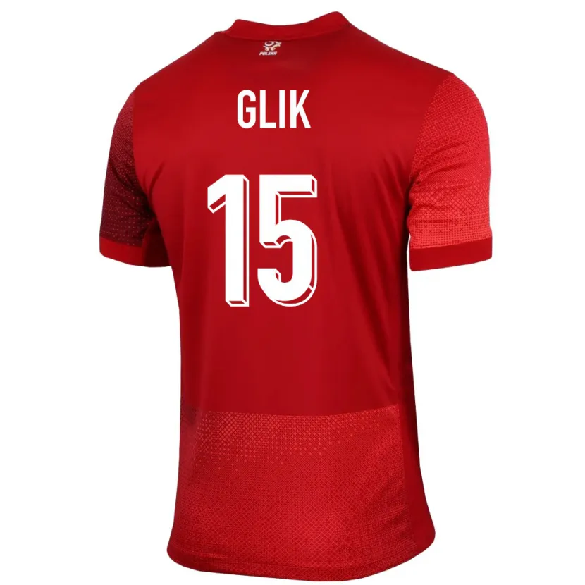 Danxen Børn Polen Kamil Glik #15 Rød Udebane Spillertrøjer 24-26 Trøje T-Shirt