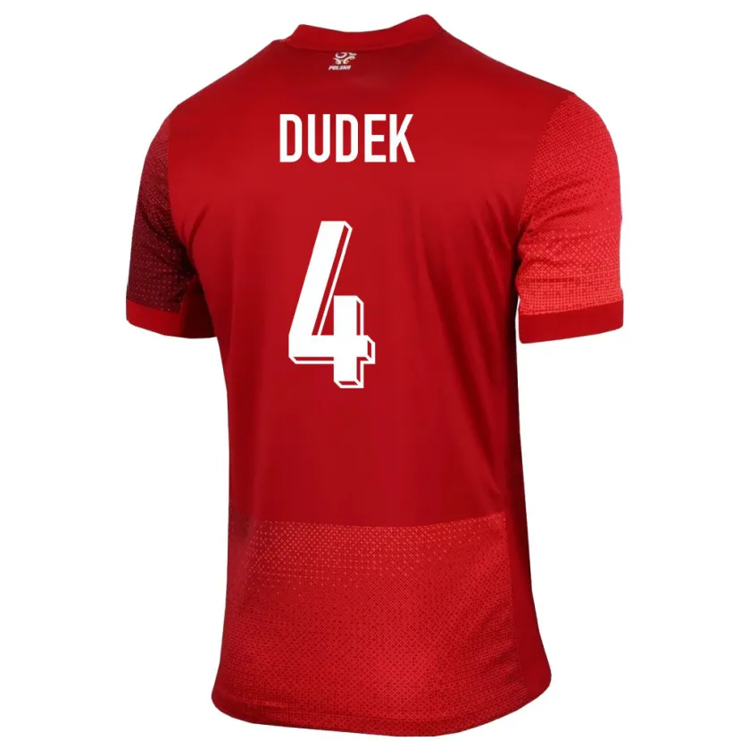 Danxen Børn Polen Paulina Dudek #4 Rød Udebane Spillertrøjer 24-26 Trøje T-Shirt