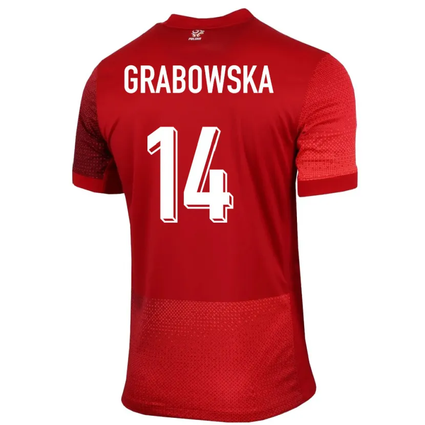 Danxen Børn Polen Dominika Grabowska #14 Rød Udebane Spillertrøjer 24-26 Trøje T-Shirt