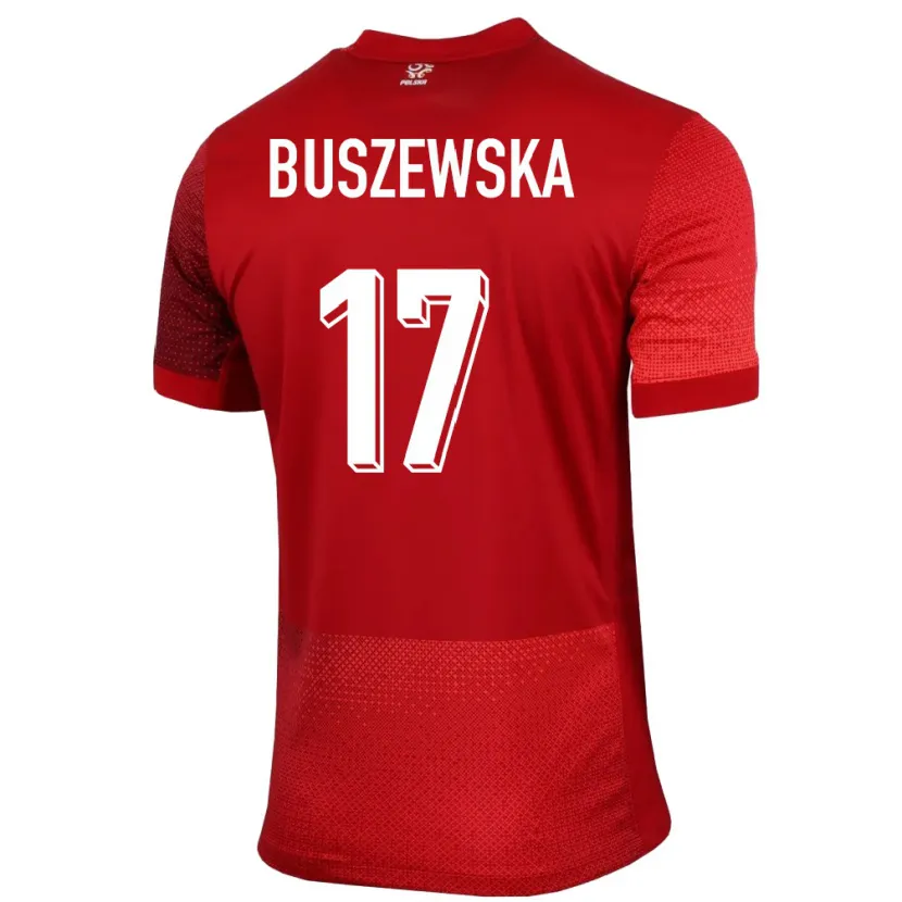 Danxen Børn Polen Zofia Buszewska #17 Rød Udebane Spillertrøjer 24-26 Trøje T-Shirt