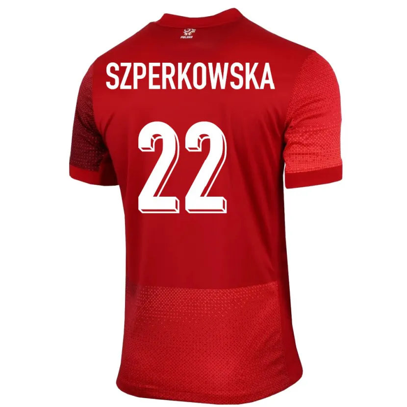 Danxen Børn Polen Oliwia Szperkowska #22 Rød Udebane Spillertrøjer 24-26 Trøje T-Shirt