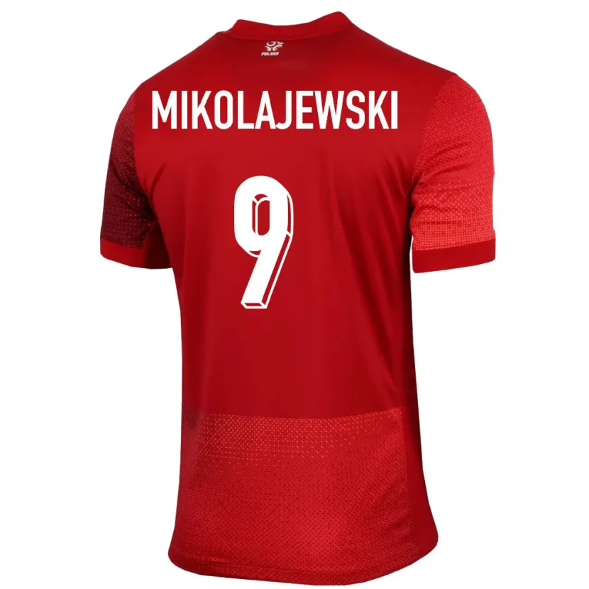 Danxen Børn Polen Daniel Mikolajewski #9 Rød Udebane Spillertrøjer 24-26 Trøje T-Shirt