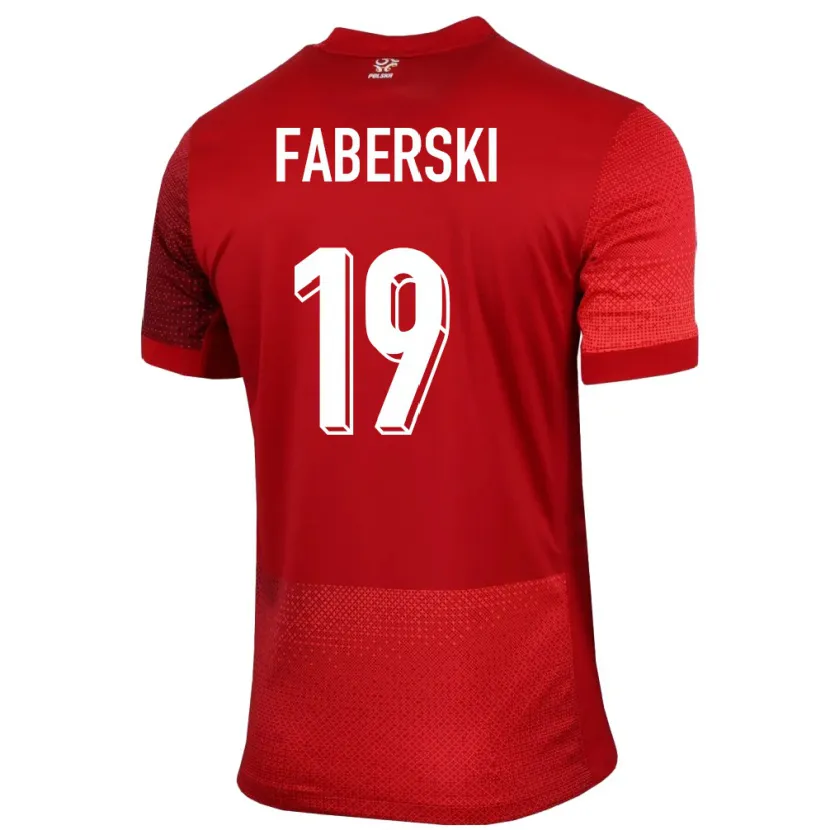 Danxen Børn Polen Jan Faberski #19 Rød Udebane Spillertrøjer 24-26 Trøje T-Shirt