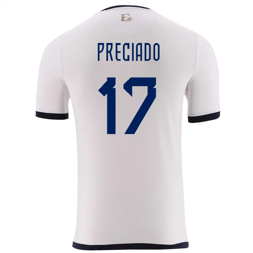 Danxen Børn Ecuador Angelo Preciado #17 Hvid Udebane Spillertrøjer 24-26 Trøje T-Shirt