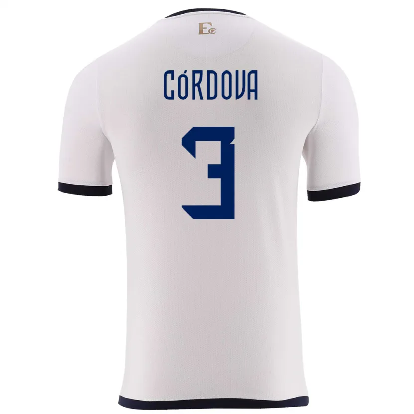 Danxen Børn Ecuador Luis Cordova #3 Hvid Udebane Spillertrøjer 24-26 Trøje T-Shirt