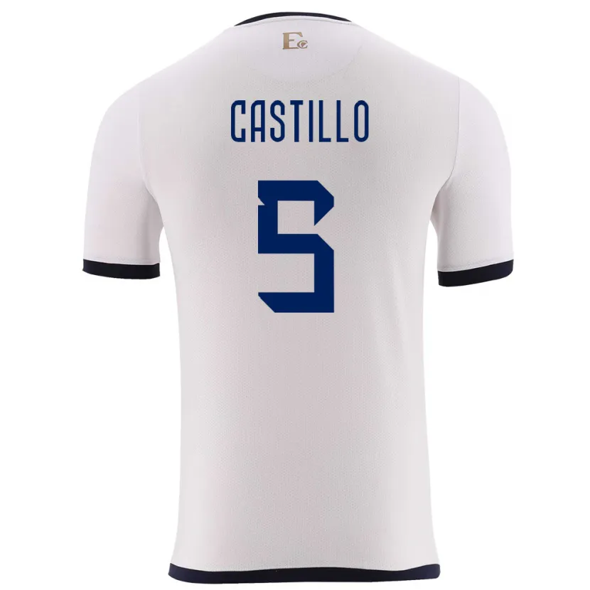 Danxen Børn Ecuador Denil Castillo #5 Hvid Udebane Spillertrøjer 24-26 Trøje T-Shirt