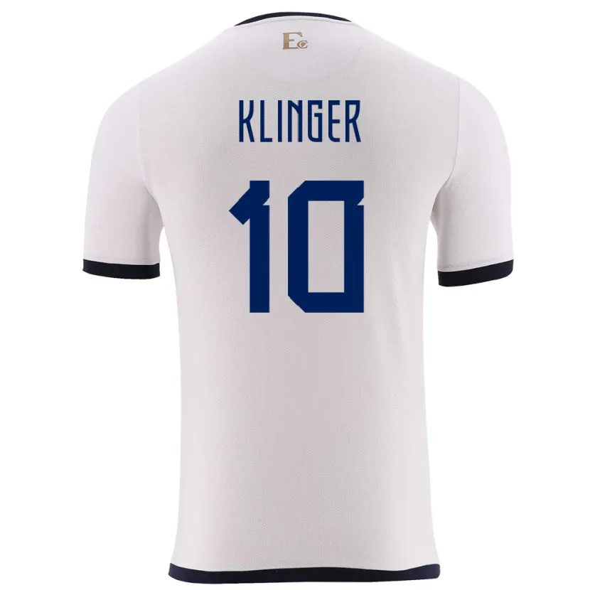 Danxen Børn Ecuador Jose Klinger #10 Hvid Udebane Spillertrøjer 24-26 Trøje T-Shirt