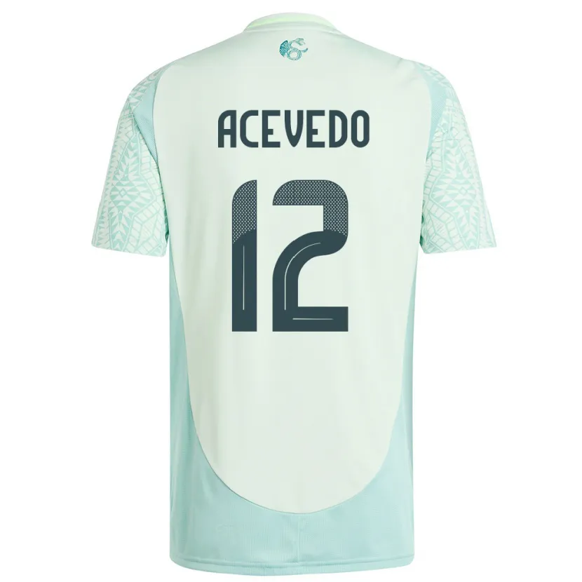 Danxen Børn Mexico Carlos Acevedo #12 Linen Grøn Udebane Spillertrøjer 24-26 Trøje T-Shirt