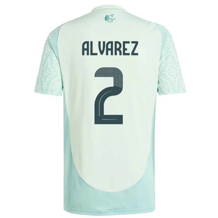 Danxen Børn Mexico Kevin Alvarez #2 Linen Grøn Udebane Spillertrøjer 24-26 Trøje T-Shirt