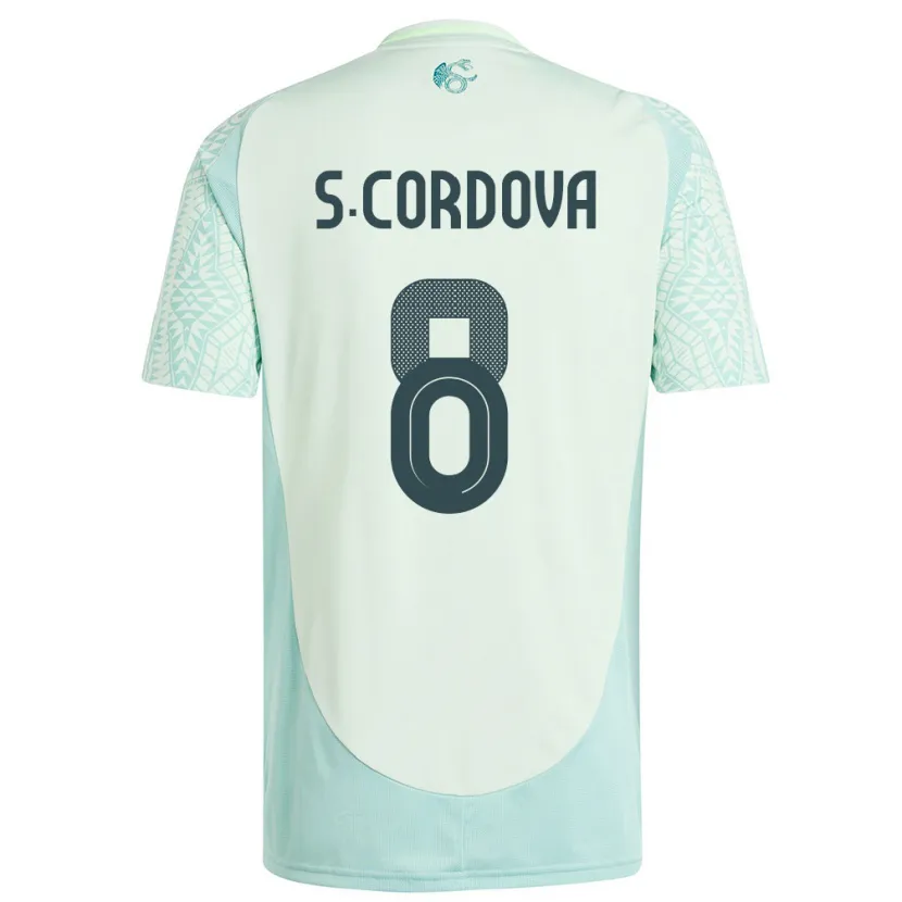 Danxen Børn Mexico Sebastian Cordova #8 Linen Grøn Udebane Spillertrøjer 24-26 Trøje T-Shirt