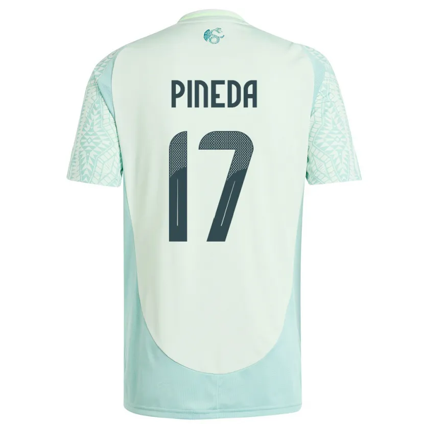 Danxen Børn Mexico Orbelin Pineda #17 Linen Grøn Udebane Spillertrøjer 24-26 Trøje T-Shirt