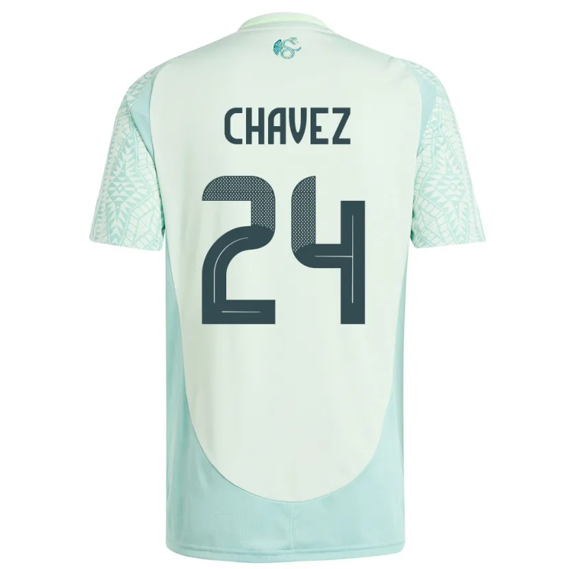 Danxen Børn Mexico Luis Chavez #24 Linen Grøn Udebane Spillertrøjer 24-26 Trøje T-Shirt