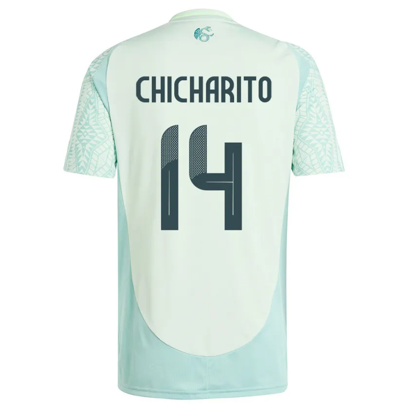 Danxen Børn Mexico Chicharito #14 Linen Grøn Udebane Spillertrøjer 24-26 Trøje T-Shirt