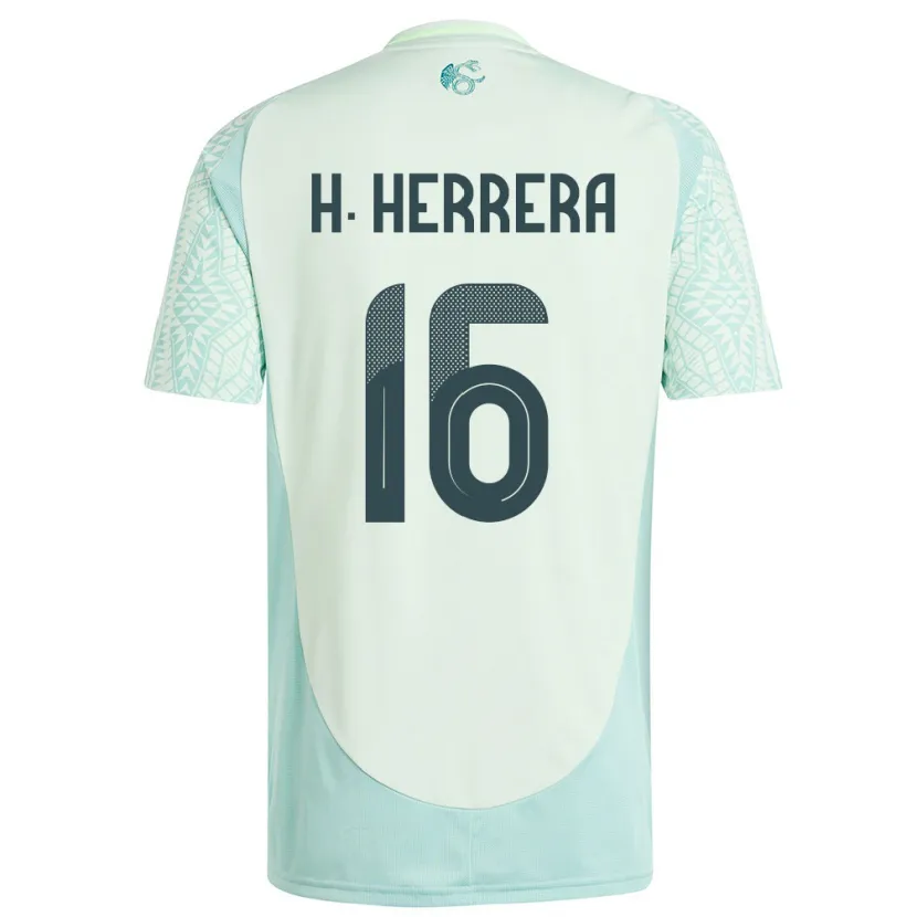 Danxen Børn Mexico Hector Herrera #16 Linen Grøn Udebane Spillertrøjer 24-26 Trøje T-Shirt