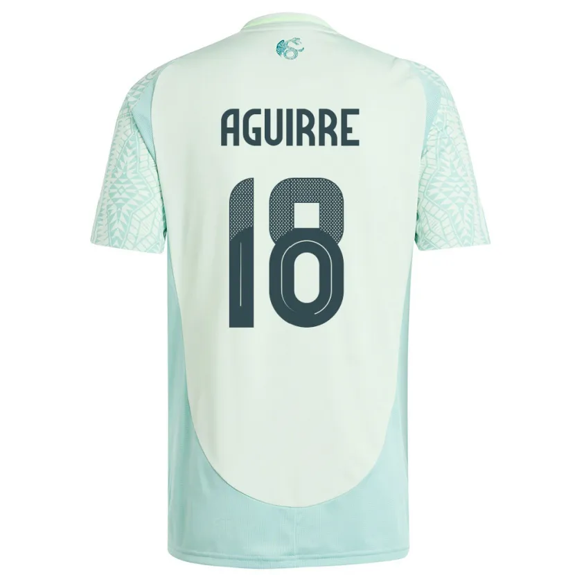 Danxen Børn Mexico Eduardo Aguirre #18 Linen Grøn Udebane Spillertrøjer 24-26 Trøje T-Shirt