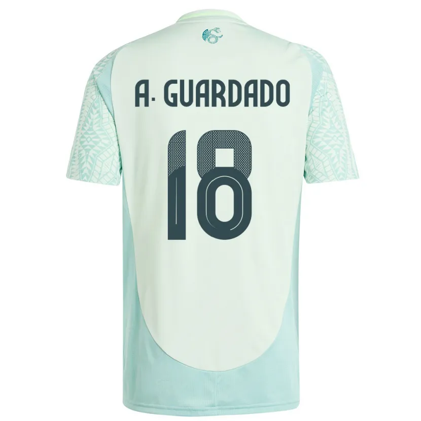 Danxen Børn Mexico Andres Guardado #18 Linen Grøn Udebane Spillertrøjer 24-26 Trøje T-Shirt