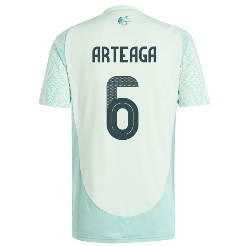 Danxen Børn Mexico Gerardo Arteaga #6 Linen Grøn Udebane Spillertrøjer 24-26 Trøje T-Shirt