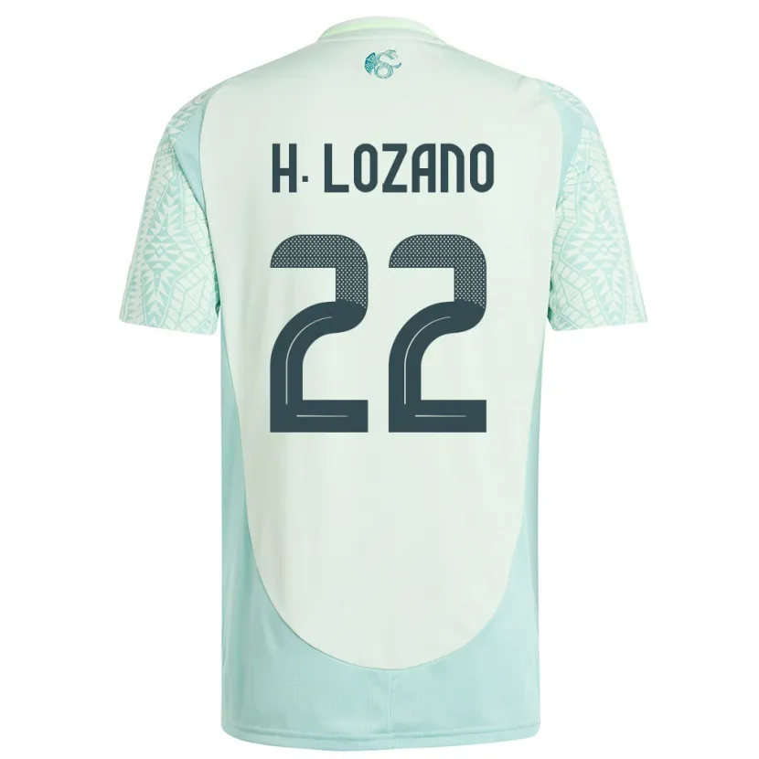 Danxen Børn Mexico Hirving Lozano #22 Linen Grøn Udebane Spillertrøjer 24-26 Trøje T-Shirt