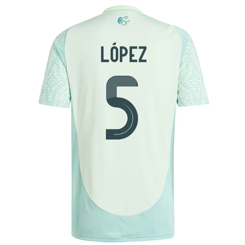 Danxen Børn Mexico Jimena Lopez #5 Linen Grøn Udebane Spillertrøjer 24-26 Trøje T-Shirt