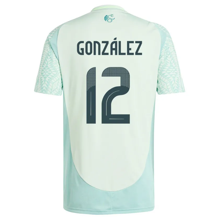 Danxen Børn Mexico Itzel Gonzalez #12 Linen Grøn Udebane Spillertrøjer 24-26 Trøje T-Shirt