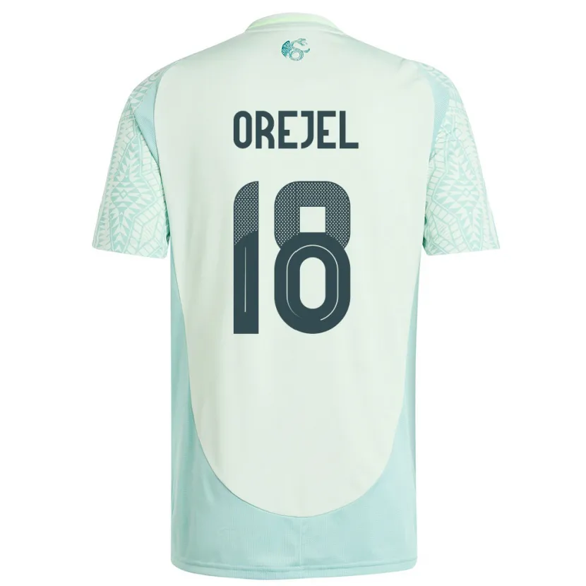 Danxen Børn Mexico Jocelyn Orejel #18 Linen Grøn Udebane Spillertrøjer 24-26 Trøje T-Shirt