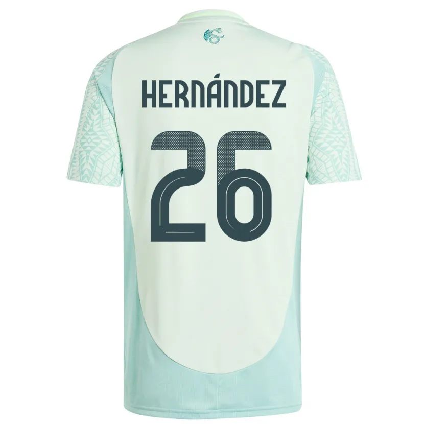 Danxen Børn Mexico Nicolette Hernandez #26 Linen Grøn Udebane Spillertrøjer 24-26 Trøje T-Shirt