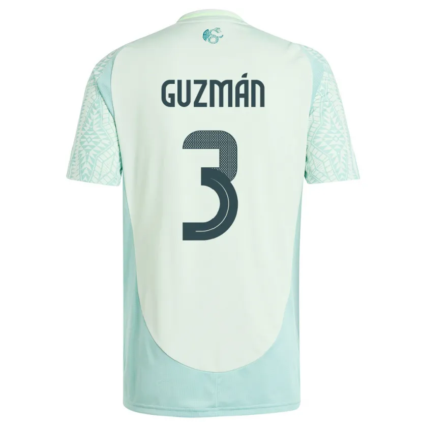 Danxen Børn Mexico Victor Guzman #3 Linen Grøn Udebane Spillertrøjer 24-26 Trøje T-Shirt