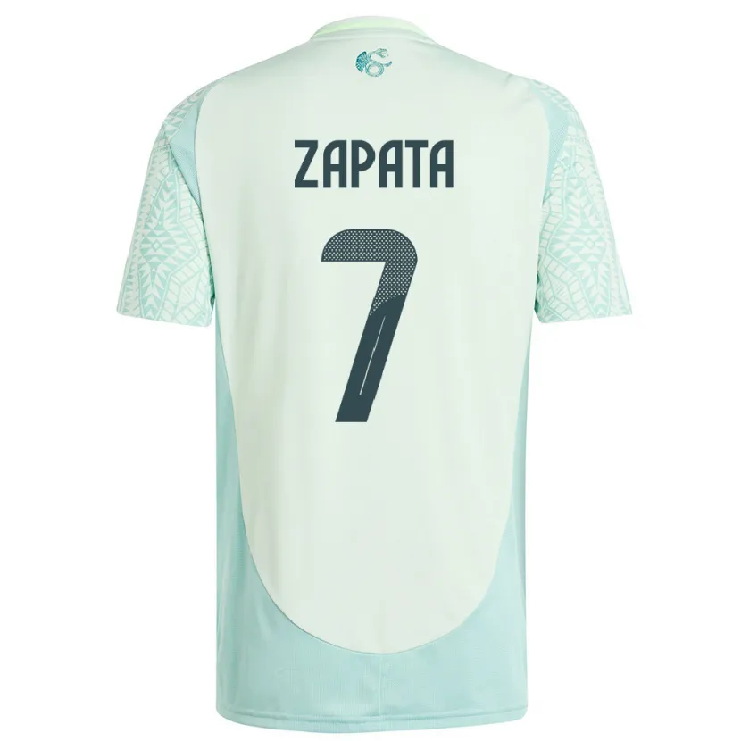 Danxen Børn Mexico Angel Zapata #7 Linen Grøn Udebane Spillertrøjer 24-26 Trøje T-Shirt