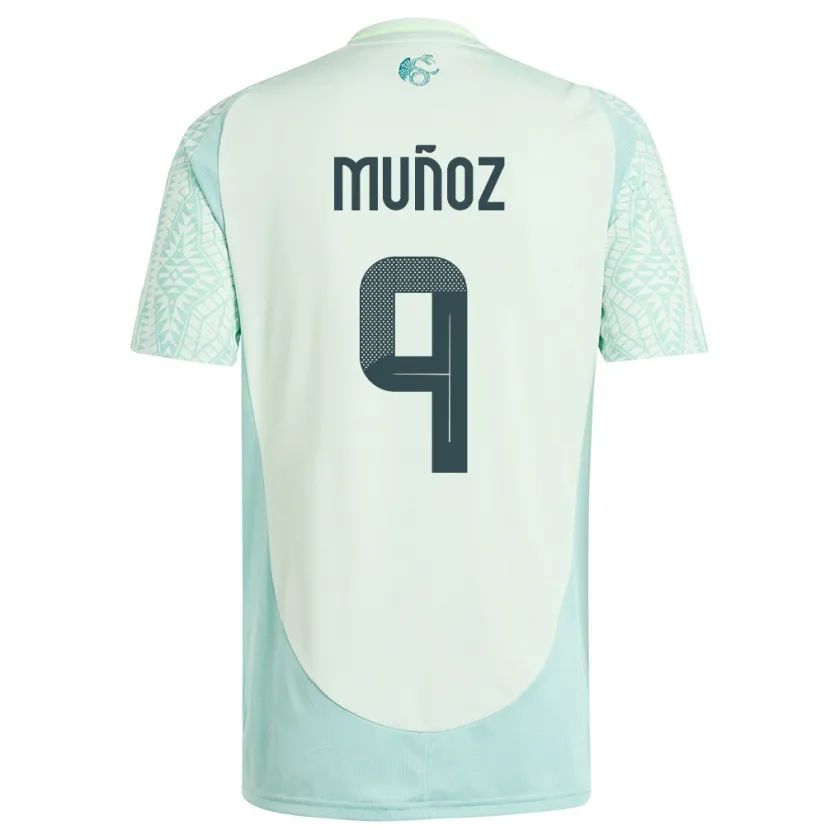 Danxen Børn Mexico Santiago Munoz #9 Linen Grøn Udebane Spillertrøjer 24-26 Trøje T-Shirt