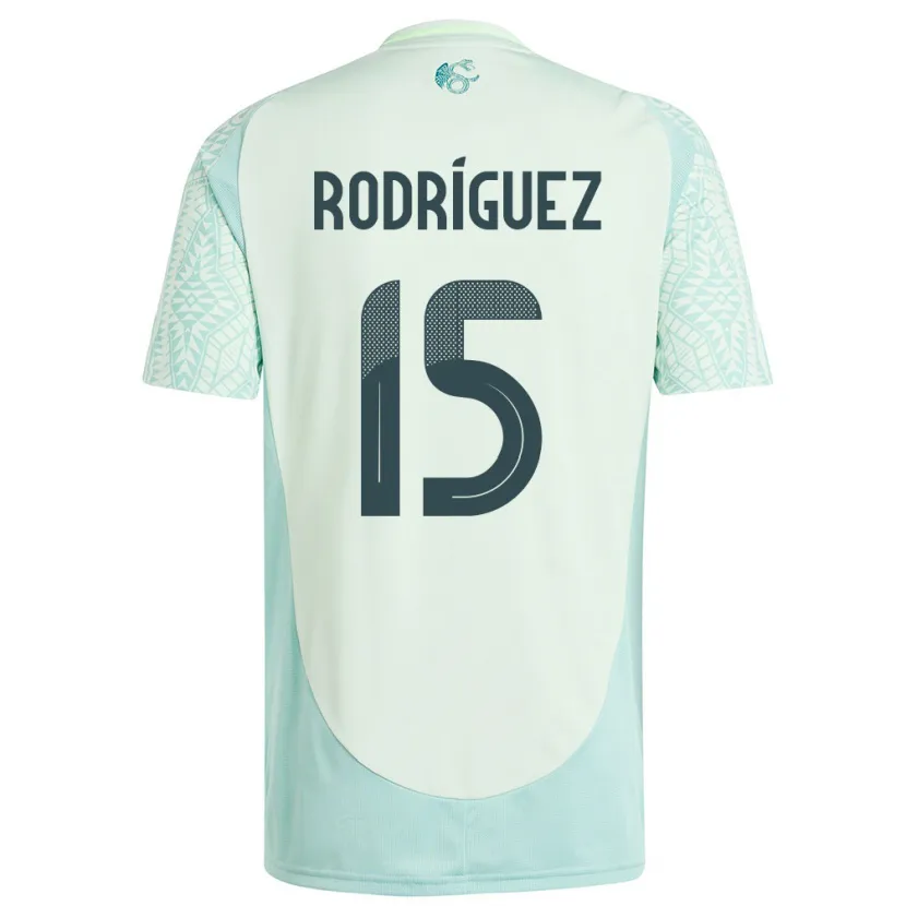 Danxen Børn Mexico Jorge Rodriguez #15 Linen Grøn Udebane Spillertrøjer 24-26 Trøje T-Shirt