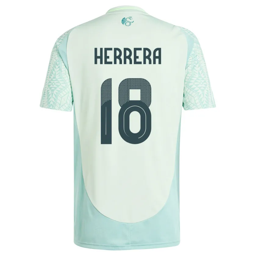 Danxen Børn Mexico Ozziel Herrera #18 Linen Grøn Udebane Spillertrøjer 24-26 Trøje T-Shirt