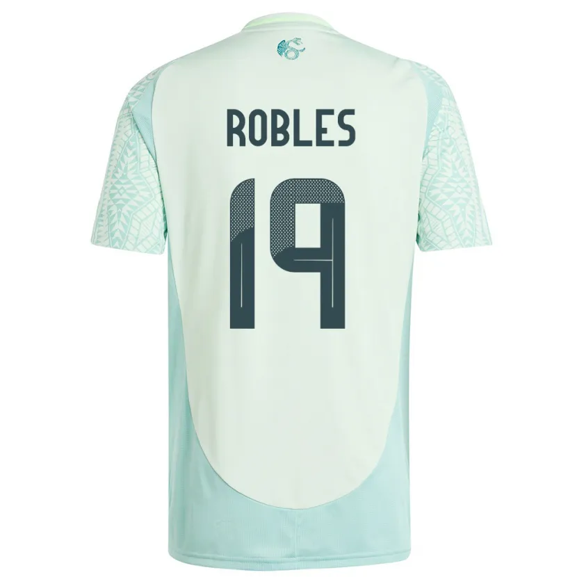 Danxen Børn Mexico Angel Robles #19 Linen Grøn Udebane Spillertrøjer 24-26 Trøje T-Shirt