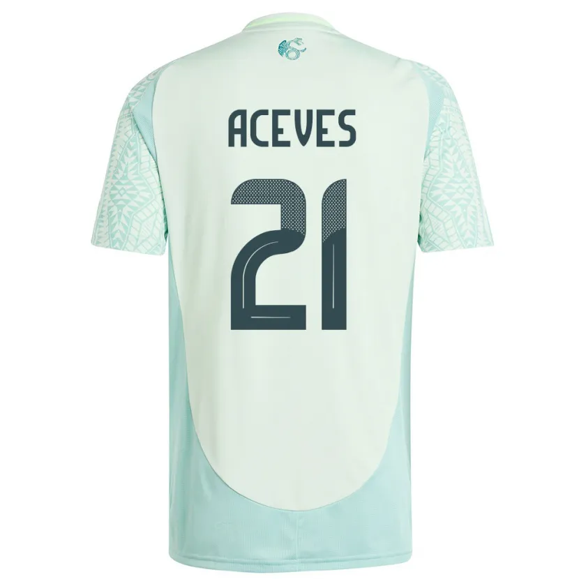 Danxen Børn Mexico Daniel Aceves #21 Linen Grøn Udebane Spillertrøjer 24-26 Trøje T-Shirt