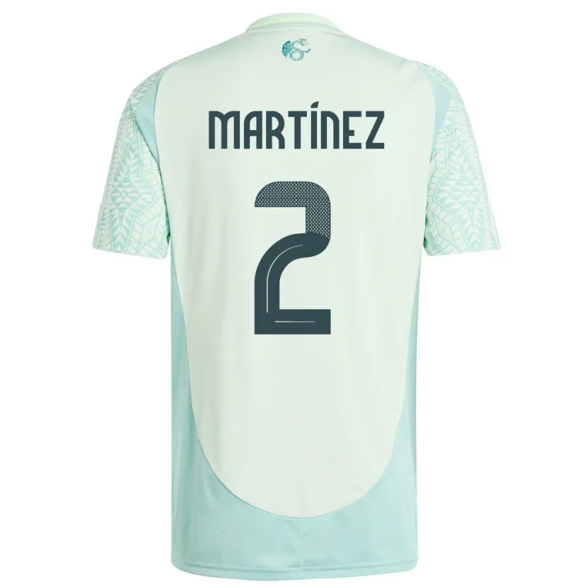 Danxen Børn Mexico Emilio Martinez #2 Linen Grøn Udebane Spillertrøjer 24-26 Trøje T-Shirt