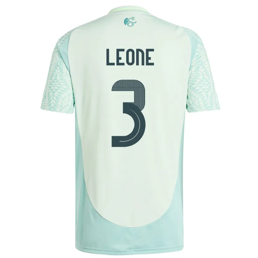 Danxen Børn Mexico Antonio Leone #3 Linen Grøn Udebane Spillertrøjer 24-26 Trøje T-Shirt