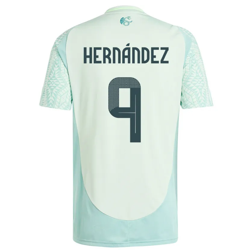 Danxen Børn Mexico Jesus Hernandez #9 Linen Grøn Udebane Spillertrøjer 24-26 Trøje T-Shirt