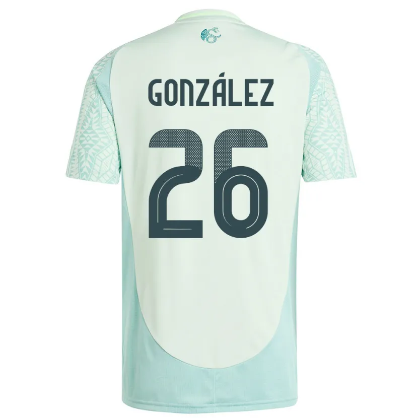 Danxen Børn Mexico Bryan Gonzalez #26 Linen Grøn Udebane Spillertrøjer 24-26 Trøje T-Shirt