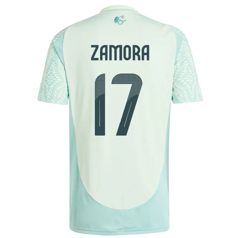 Danxen Børn Mexico Saul Zamora #17 Linen Grøn Udebane Spillertrøjer 24-26 Trøje T-Shirt