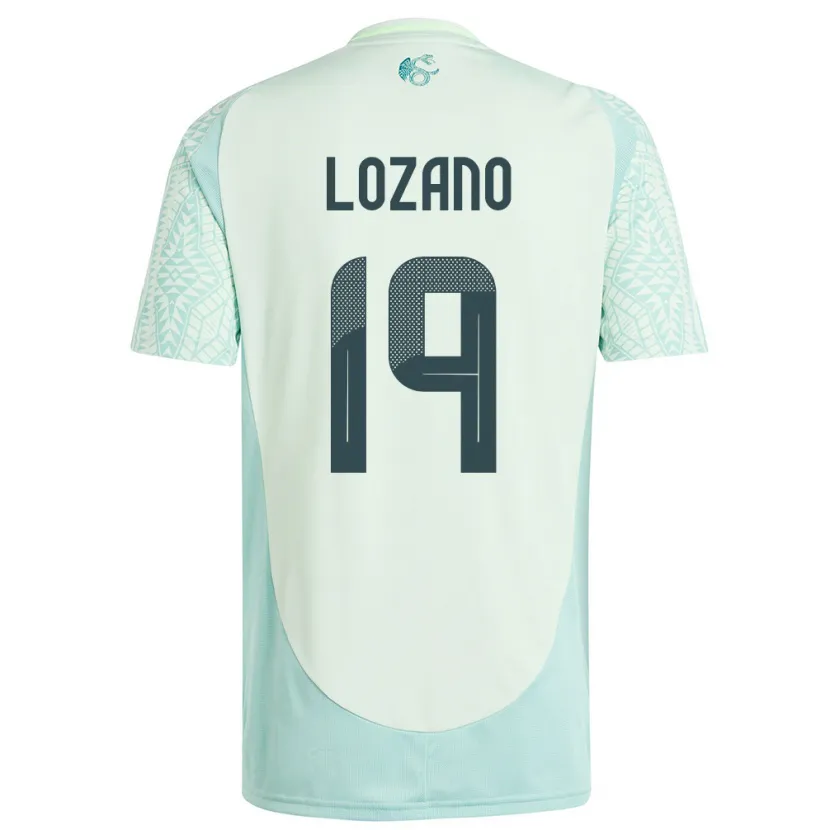 Danxen Børn Mexico Esteban Lozano #19 Linen Grøn Udebane Spillertrøjer 24-26 Trøje T-Shirt