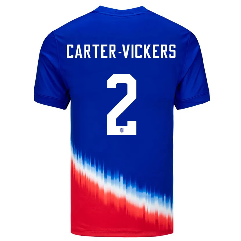 Danxen Børn Usa Cameron Carter-Vickers #2 Blå Udebane Spillertrøjer 24-26 Trøje T-Shirt