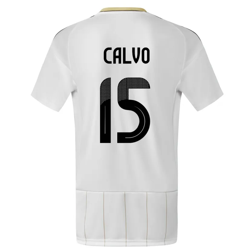 Danxen Børn Costa Rica Francisco Calvo #15 Hvid Udebane Spillertrøjer 24-26 Trøje T-Shirt