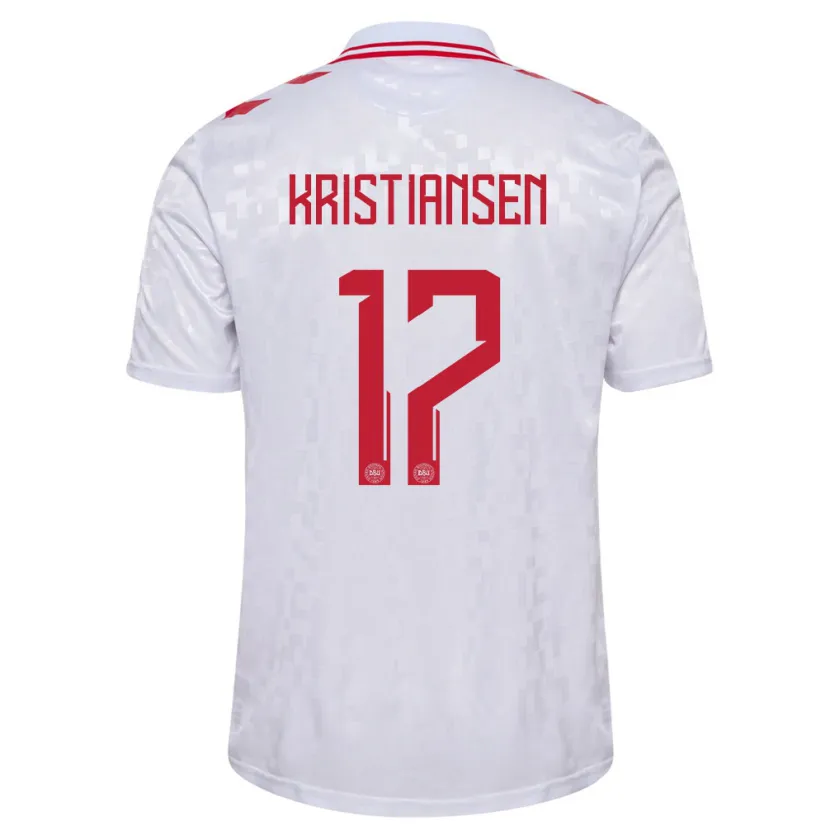 Danxen Børn Danmark Victor Kristiansen #17 Hvid Udebane Spillertrøjer 24-26 Trøje T-Shirt