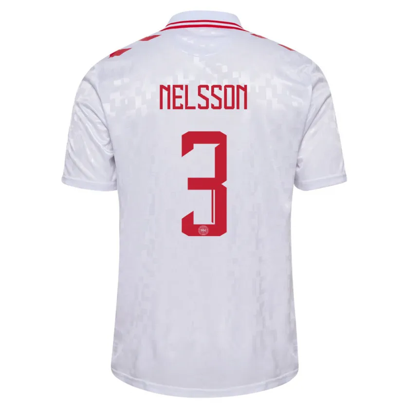 Danxen Børn Danmark Victor Nelsson #3 Hvid Udebane Spillertrøjer 24-26 Trøje T-Shirt