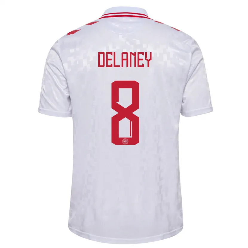 Danxen Børn Danmark Thomas Delaney #8 Hvid Udebane Spillertrøjer 24-26 Trøje T-Shirt