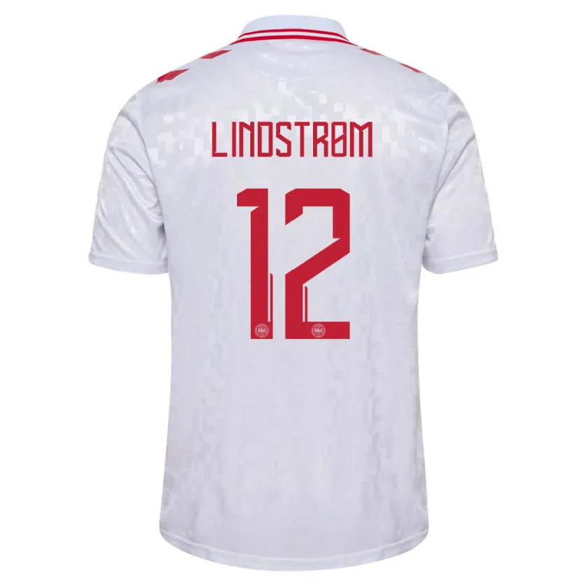 Danxen Børn Danmark Jesper Lindstrøm #12 Hvid Udebane Spillertrøjer 24-26 Trøje T-Shirt