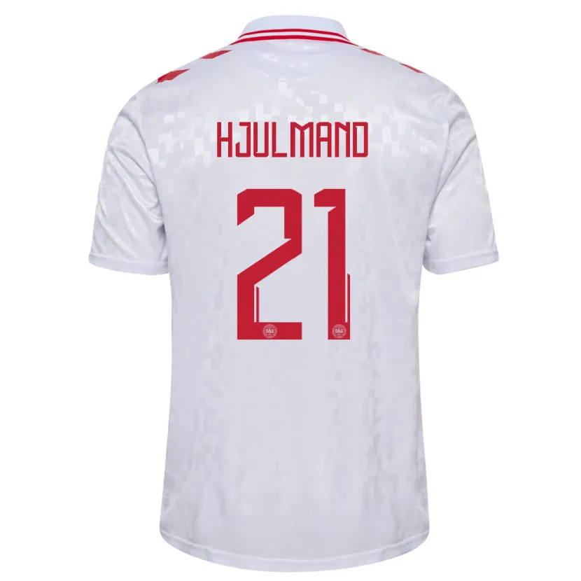 Danxen Børn Danmark Morten Hjulmand #21 Hvid Udebane Spillertrøjer 24-26 Trøje T-Shirt