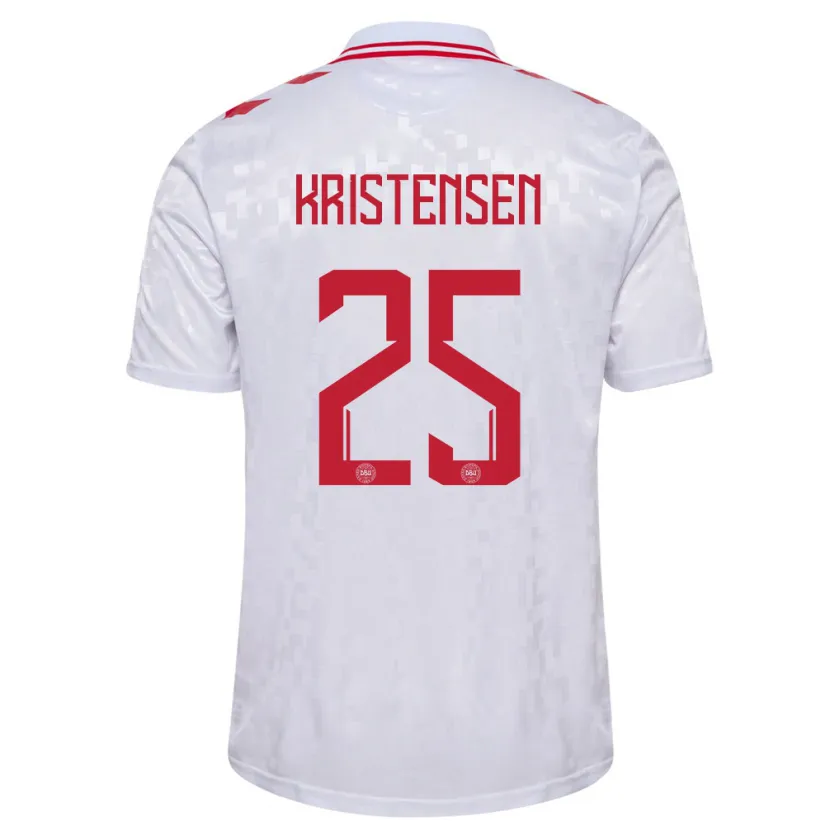 Danxen Børn Danmark Rasmus Kristensen #25 Hvid Udebane Spillertrøjer 24-26 Trøje T-Shirt