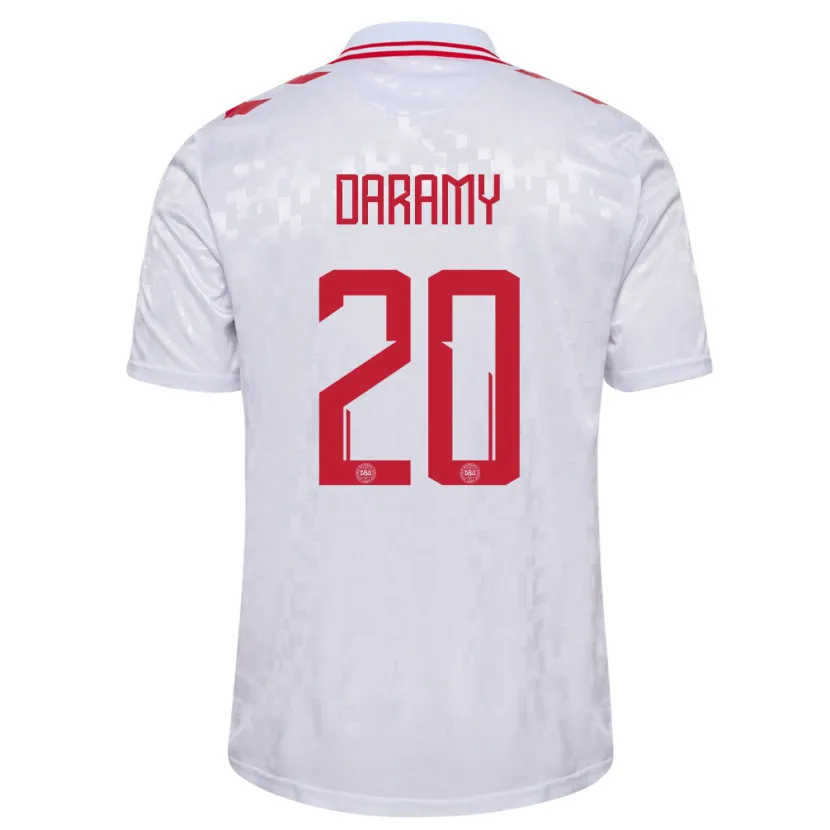 Danxen Børn Danmark Mohamed Daramy #20 Hvid Udebane Spillertrøjer 24-26 Trøje T-Shirt